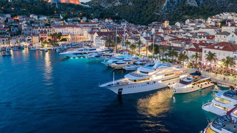 Hvar harbour at dusk for multi-day private driver itineraries in Croatia