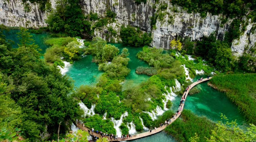 Plitvice Lakes National Park boardwalks and waterfalls